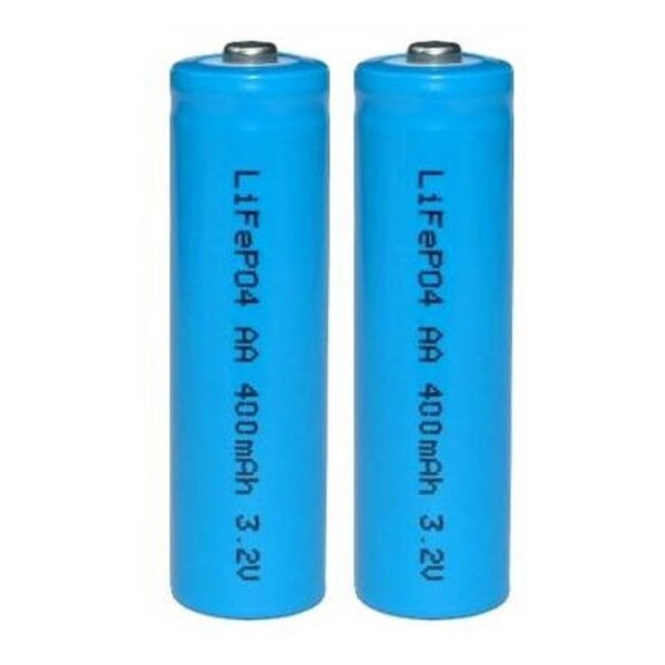 2 Pack LifePO4 Solar Rechargeable Batteries 400mA