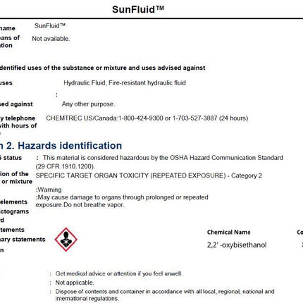 1-Gallon Hydraulic Fluid for Sunstream Hydraulic Lifts (Sunfluid)