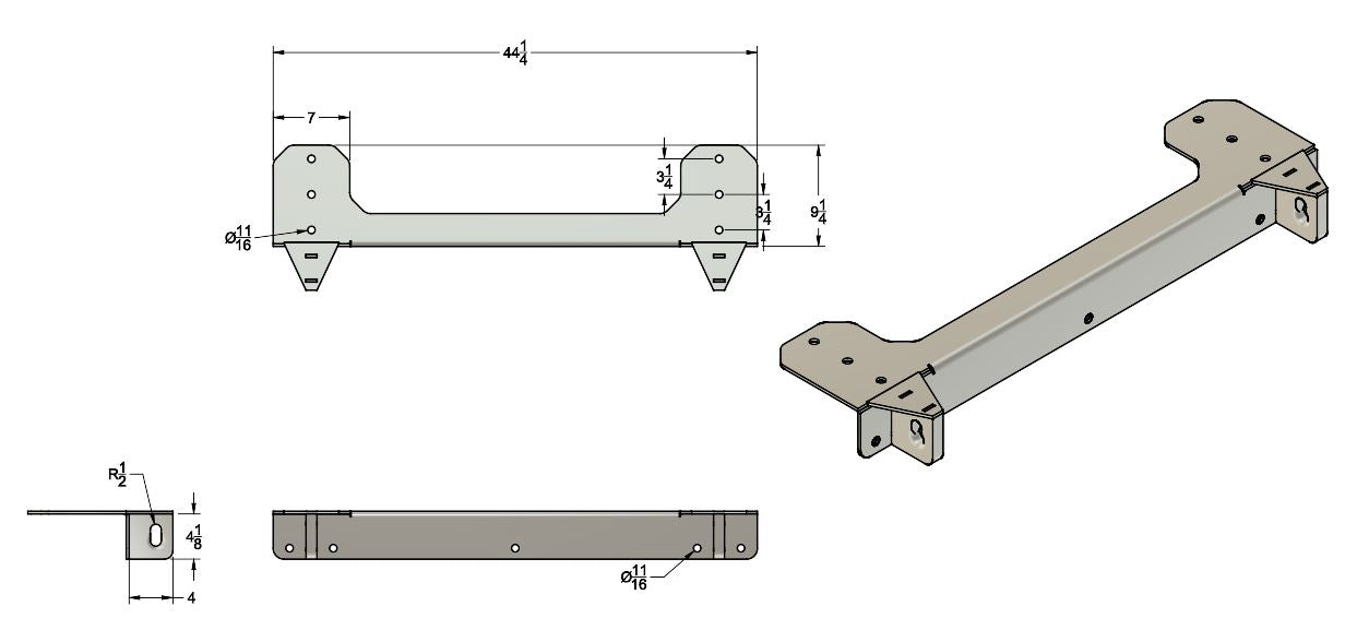 3' Aluminum Hanging Shackle Bracket w/ Cover Plate & Grip Traction