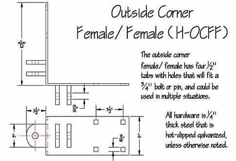 Dock Hardware – Outside Corner Female Female