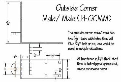 Dock Hardware – Outside Corner Male Male